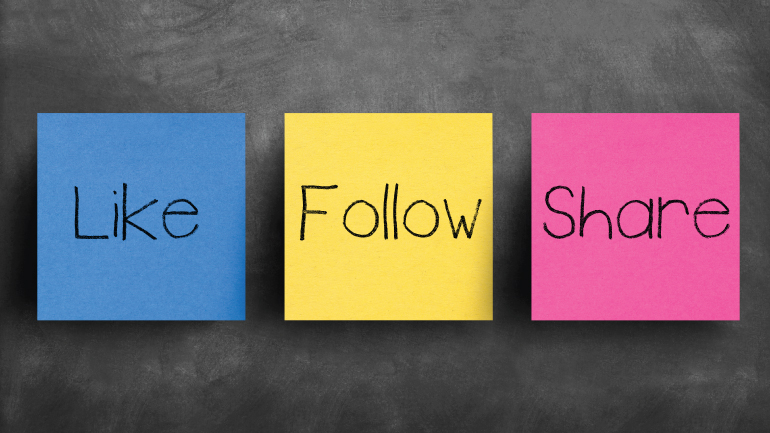 Like, follow, share graphic